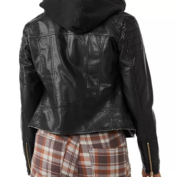 Free People Harriet Vegan Leather Hooded Moto Jacket - XL - Picture 2 of 12